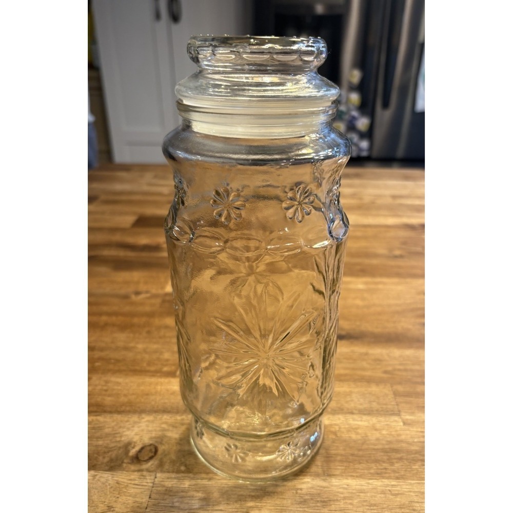 Mr Peanut Glass Jar Christmas 1980 Vintage Clear Planters Logo Canister with Lid